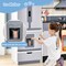 Kids Wooden Play Kitchen Set with Refrigerator, Stove Hood and Roaster
